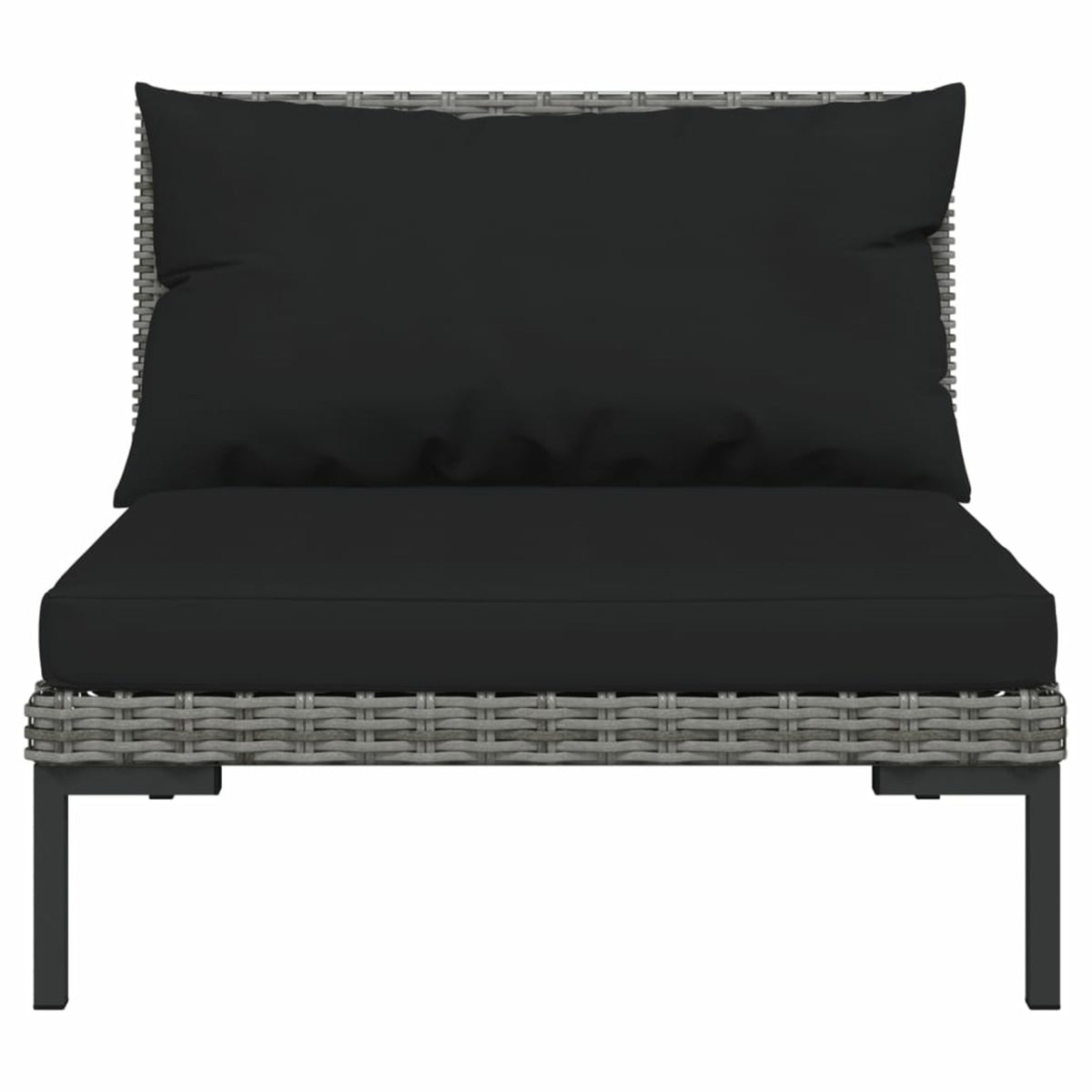 10 Piece Patio Set with Cushions Poly Rattan Dark Gray P741949