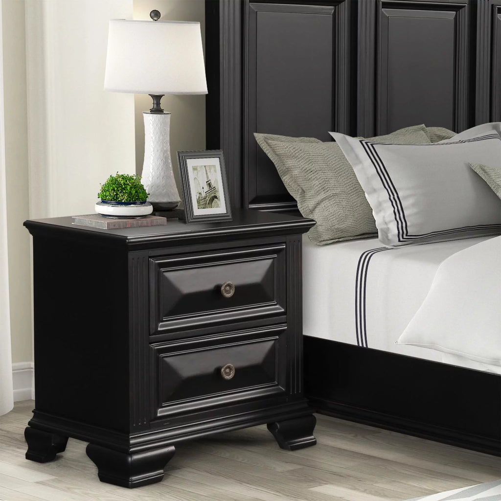 Vintage Black 2-Drawer Nightstand U7534