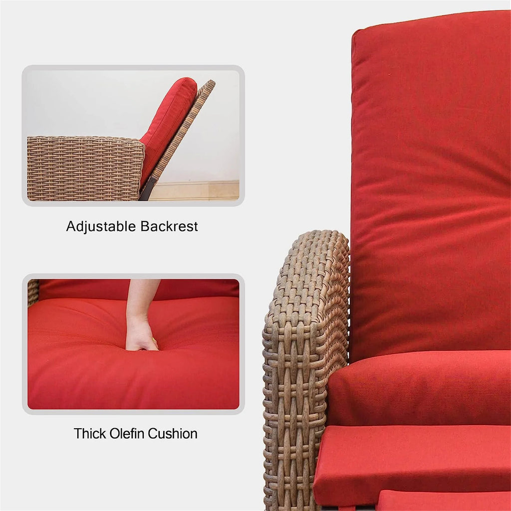 Red Wicker Reclining Patio Chair O460865