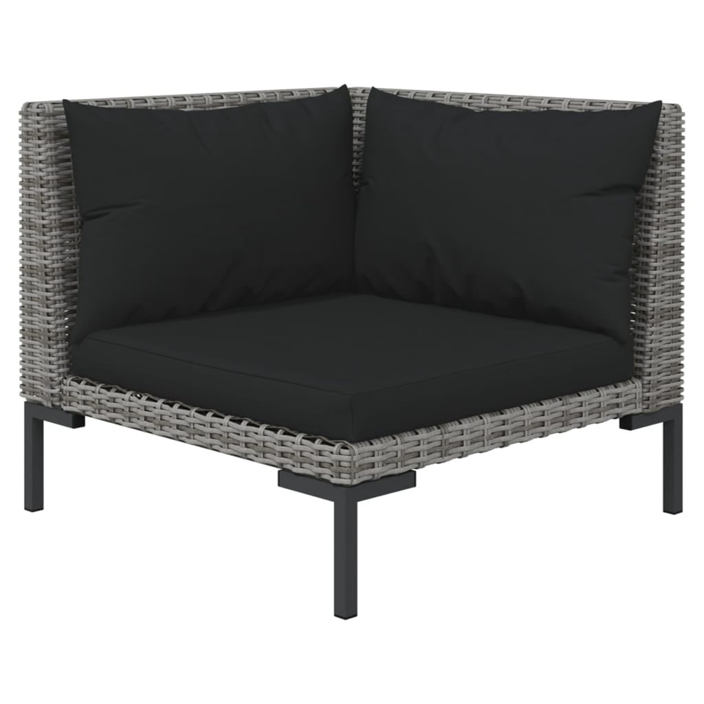 10 Piece Patio Set with Cushions Poly Rattan Dark Gray P741949