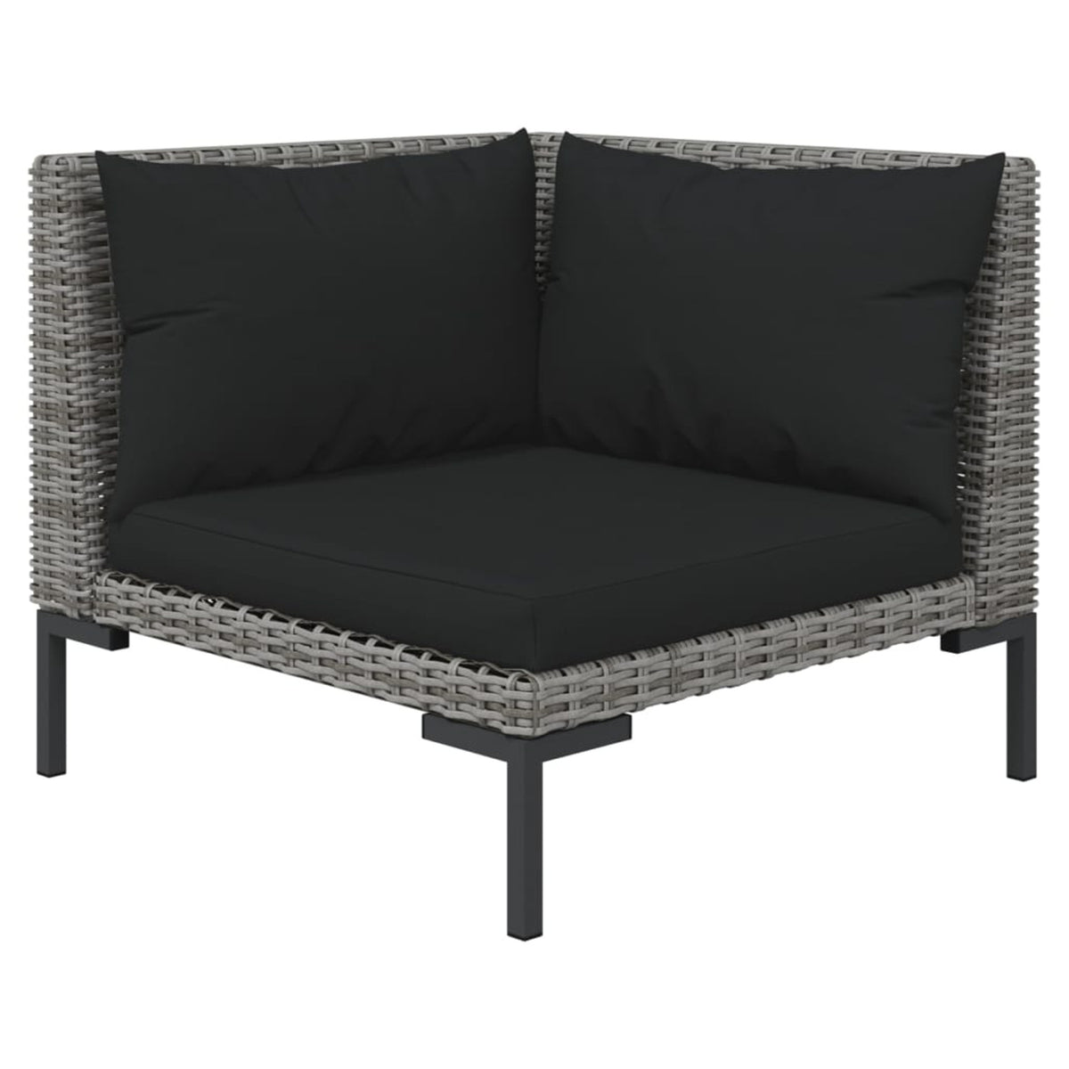 10 Piece Patio Set with Cushions Poly Rattan Dark Gray P741949
