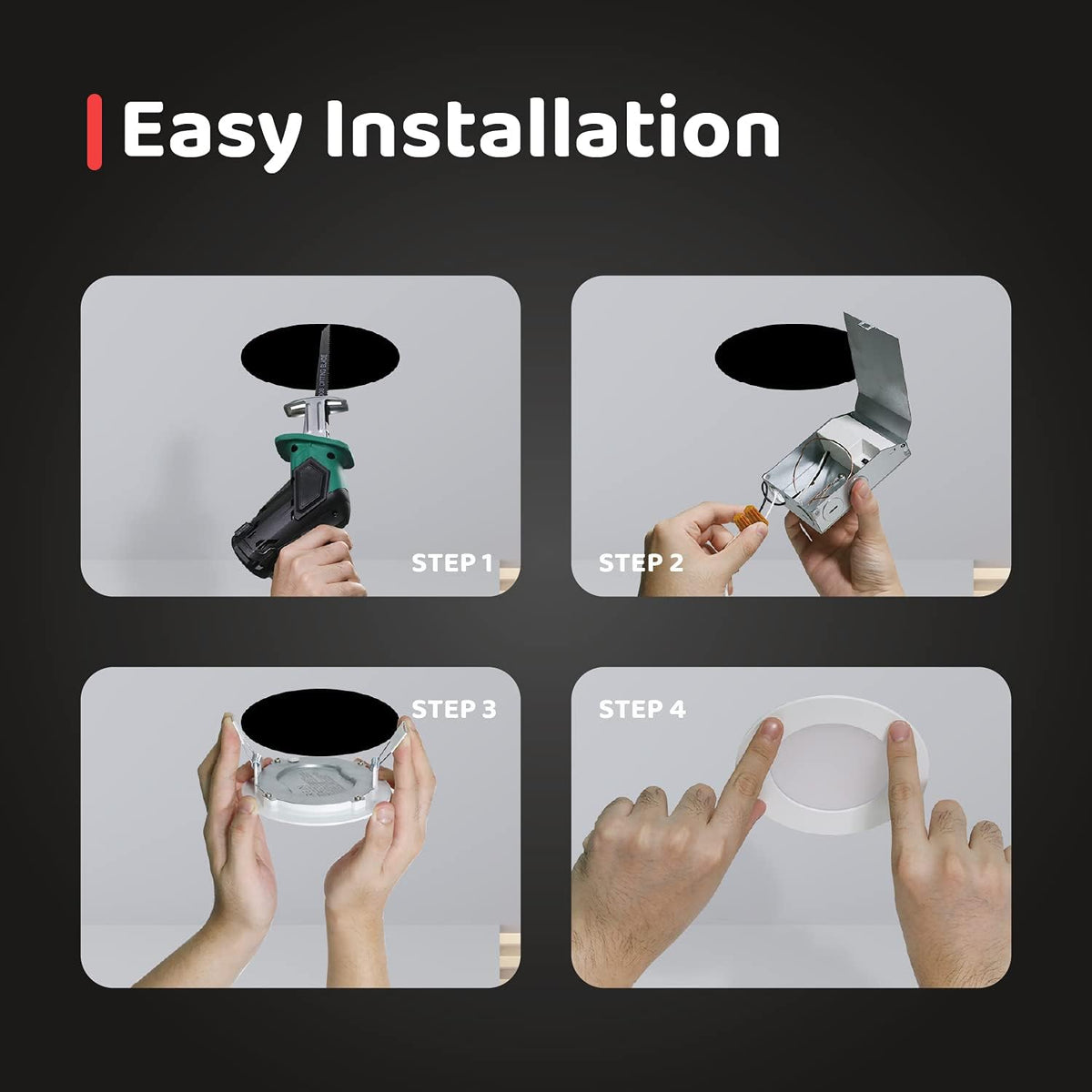 LED Recessed Lighting 4 Inch Dimmable Canless Downlight with Junction Box E950465