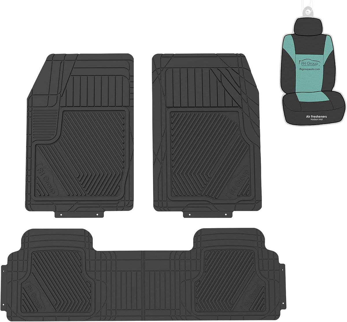Oversized Full Coverage Car Seat Covers and Floor Mats Full Set (Black) V48047