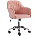 Pink Velvet Height-Adjustable Swivel Desk Chair R6848