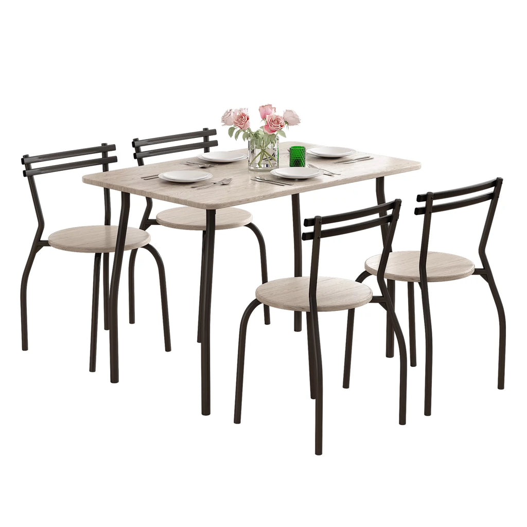 5-Piece Kitchen Table and Chairs for 4 Metal Frame Q69119