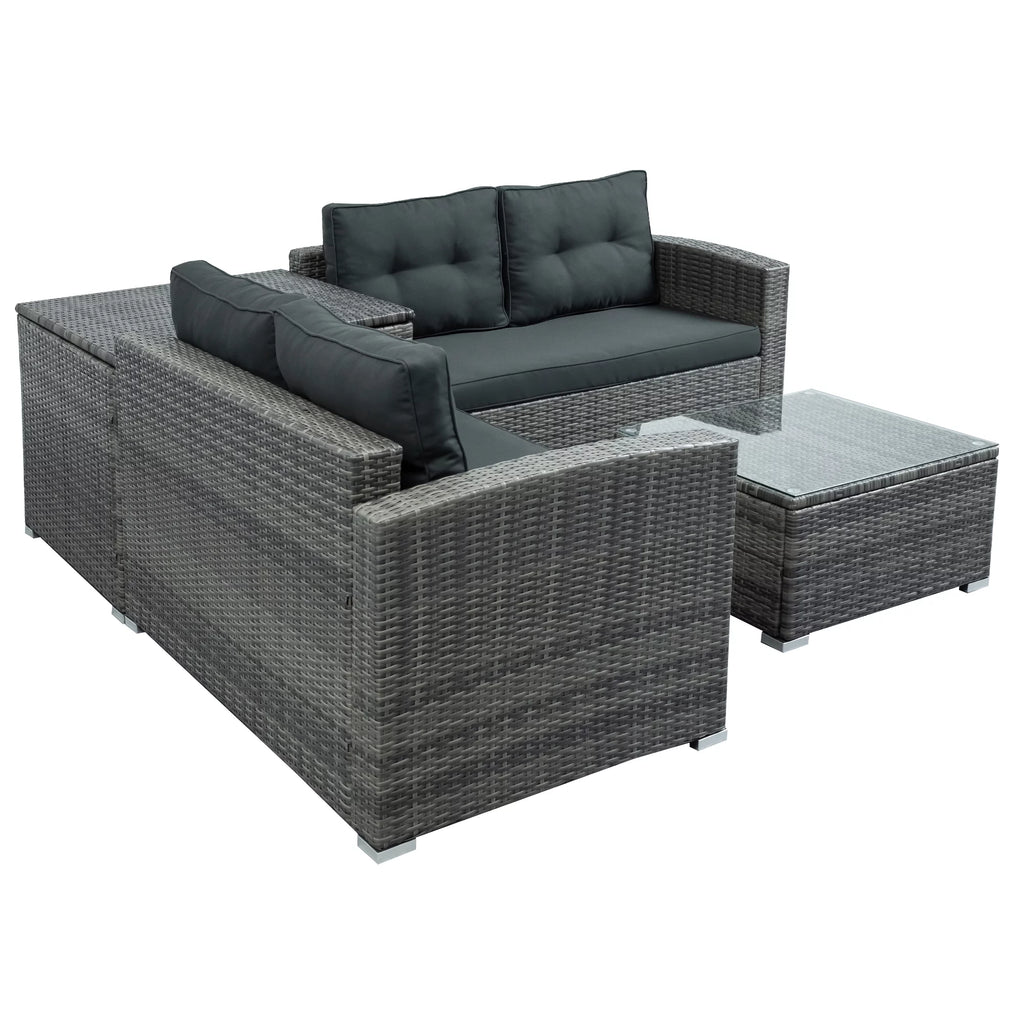 4 Pieces Patio Wicker Sofa Set with Cushions and Coffee Table X224