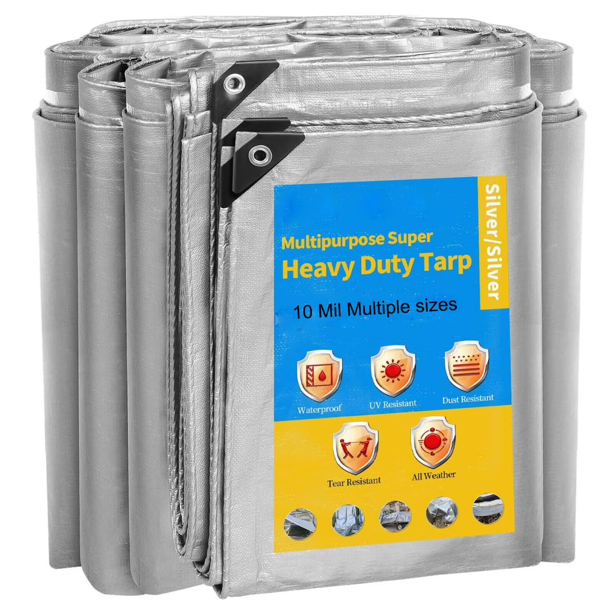 10 Mil Waterproof Poly Tarp Cover 6*10ft P527