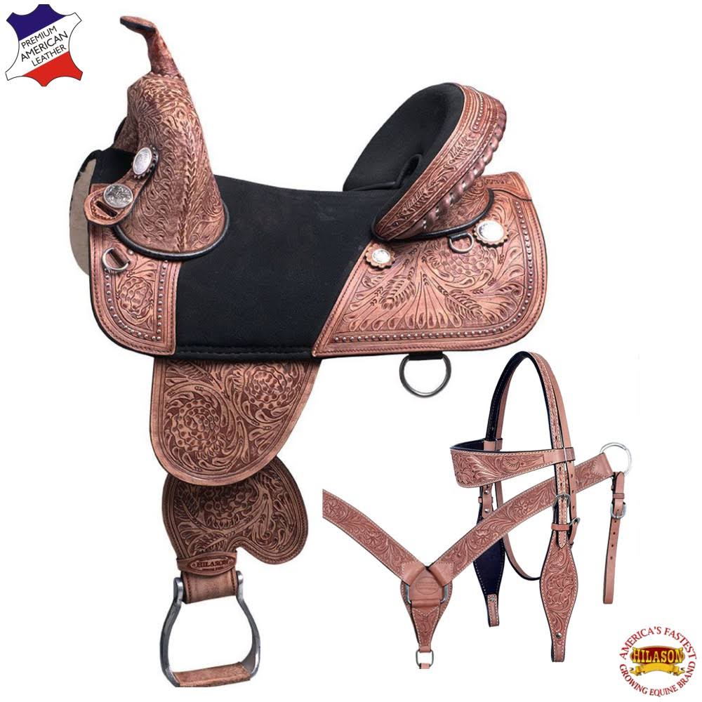 18 in Treeless Western Leather Barrel Racing Horse Saddle K999
