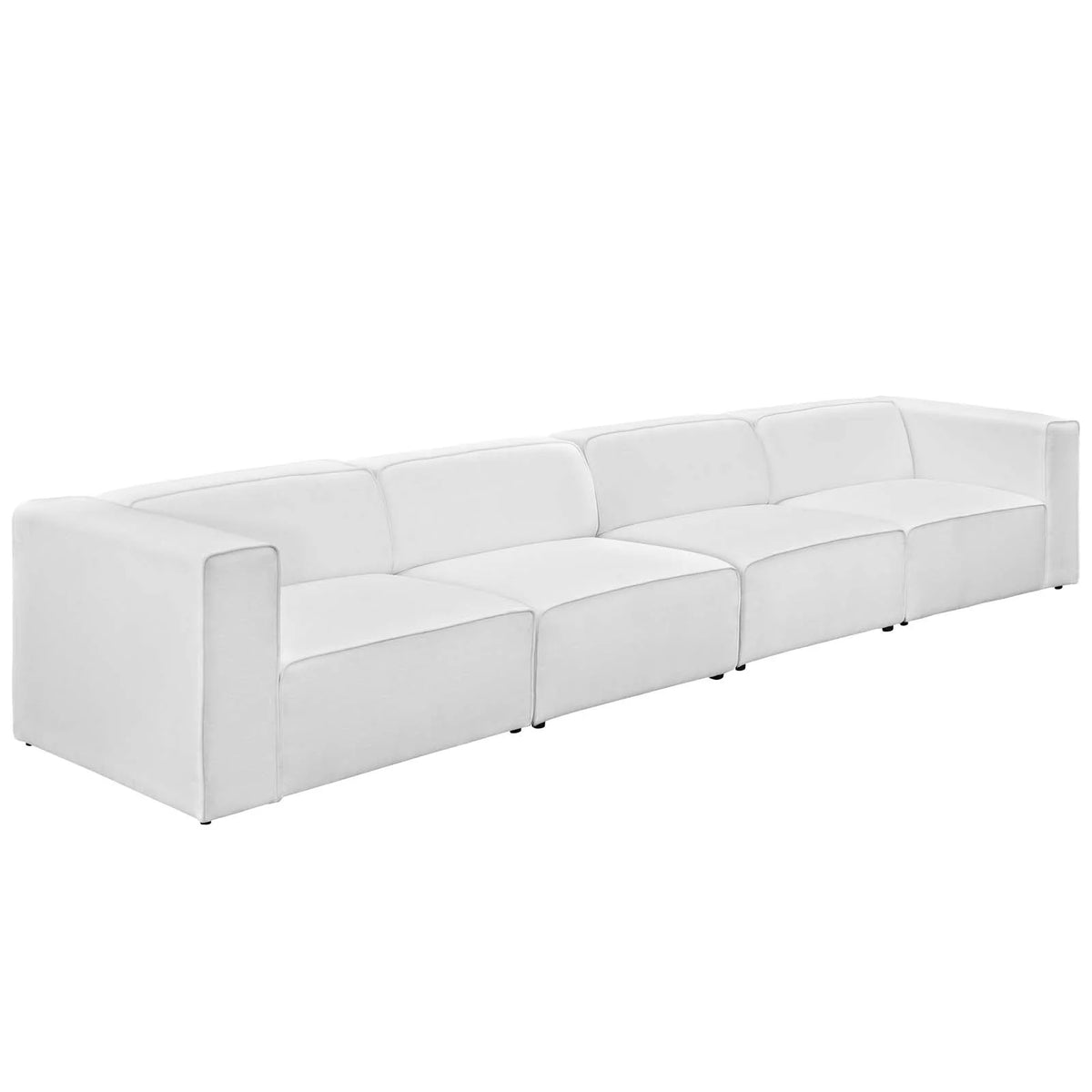White 4 Piece Upholstered Fabric Sectional Sofa Set H64380