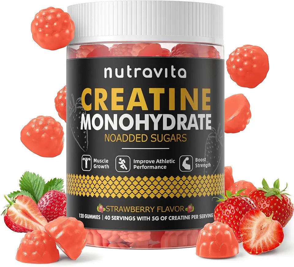 Sugar Free Vegan Strawberry Flavor 5g Creatine Monohydrate Gummies 120 Count Z507