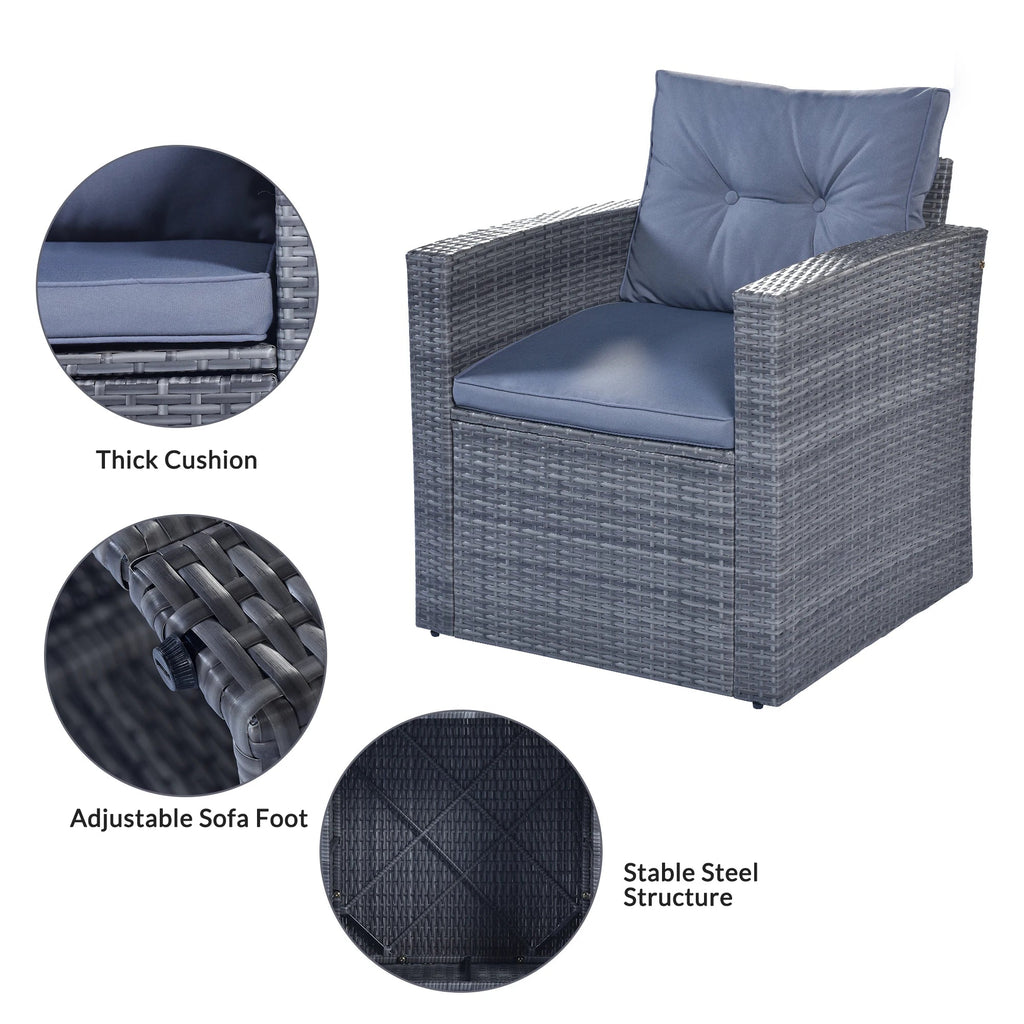 6Pcs All-Weather Wicker PE Rattan Patio Sectional Set with Coffee Table O517133