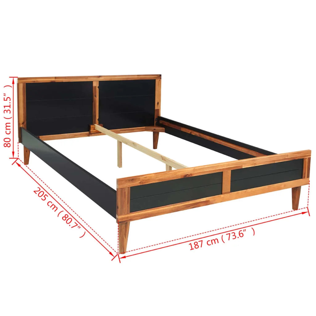 Black Solid Acacia Wood Bed Frame W439303