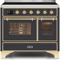 40 Induction Range with Electric Oven in Matte Graphite with Brass Trim M237