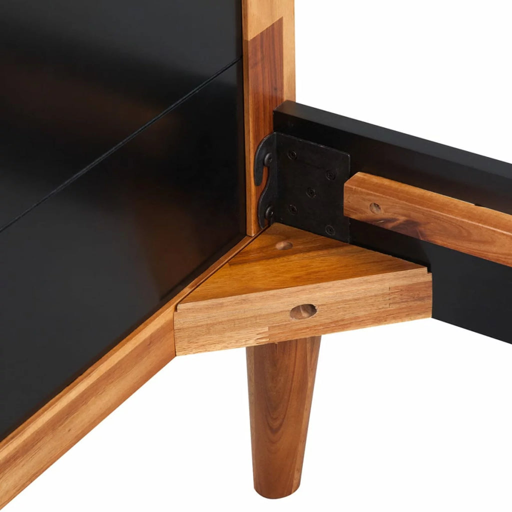 Black Solid Acacia Wood Bed Frame W439303