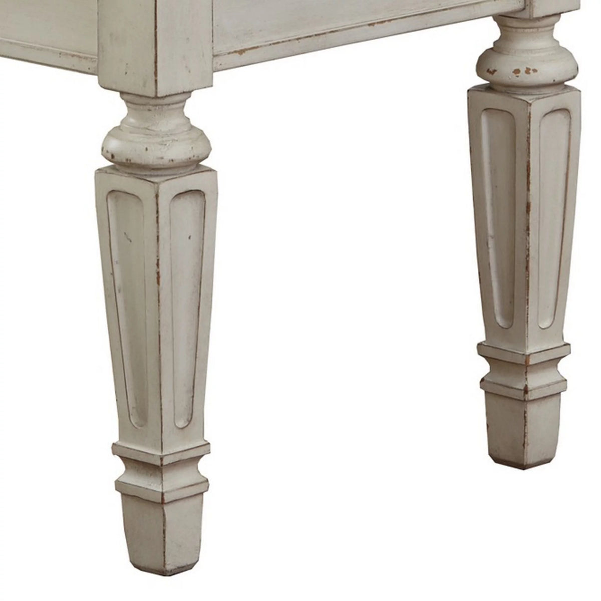 Antique White Tufted Fabric Accent Bench P108858