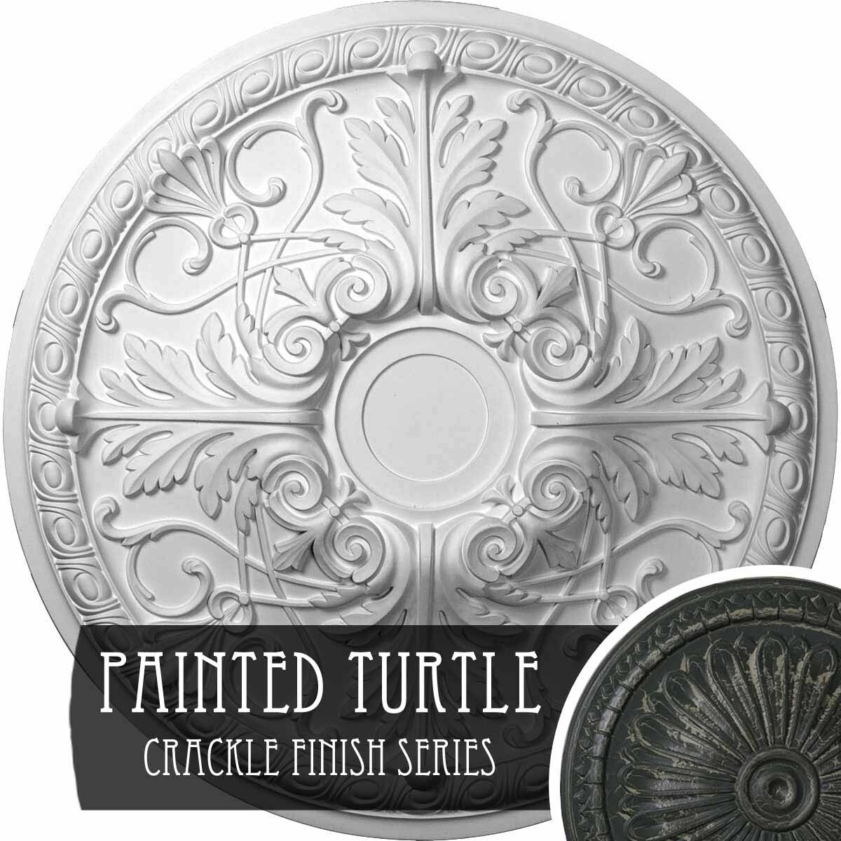 Hand-Painted Painted Turtle Crackle Ceiling Medallion D426