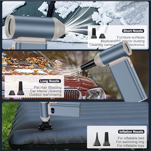 Black Rechargeable Electric Air Duster with Digital Display P413