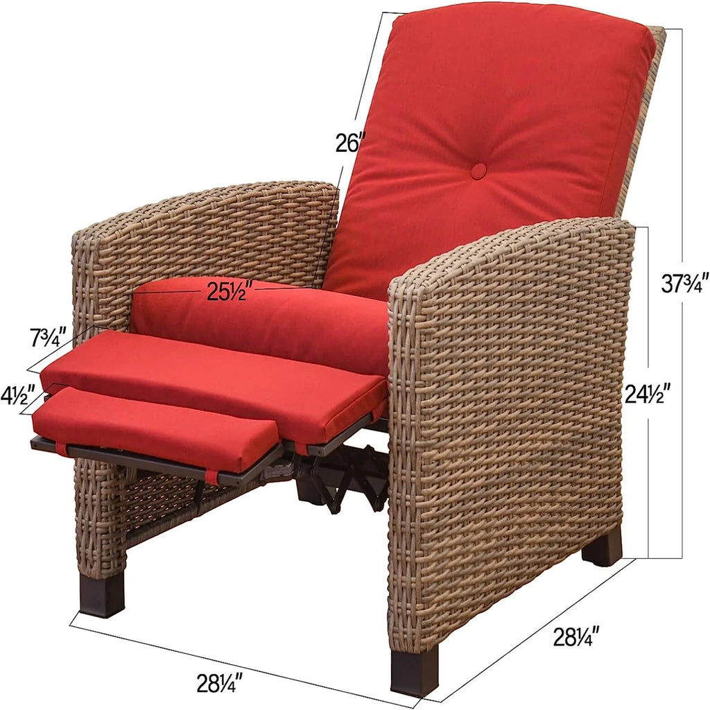 Red Wicker Reclining Patio Chair O460865