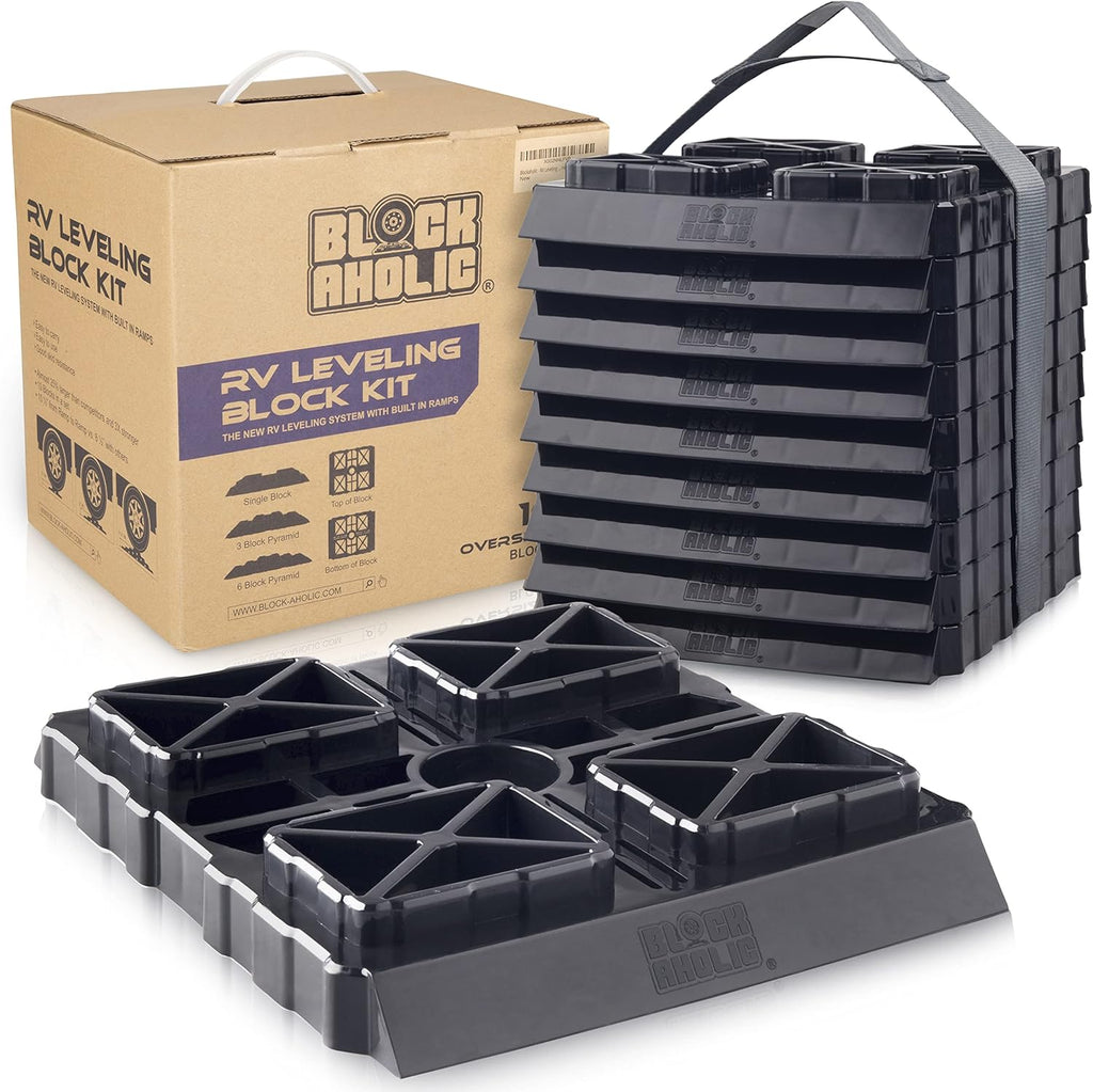 10 Pack RV Leveling Blocks with Carrying Strap T435