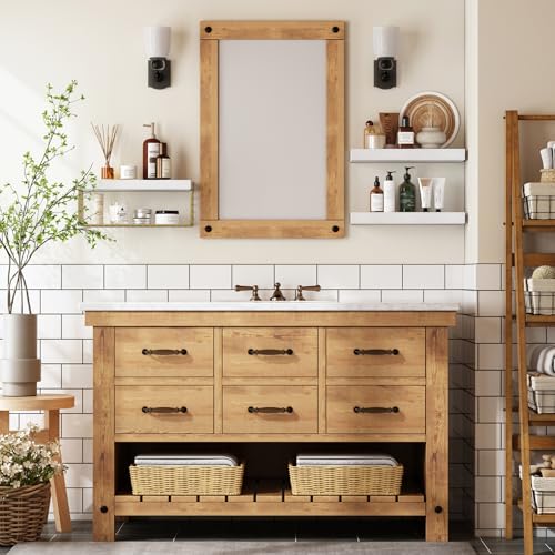 Wall Mounted Floating Shelves 16 inch Set of 3 Rustic Brown L72933