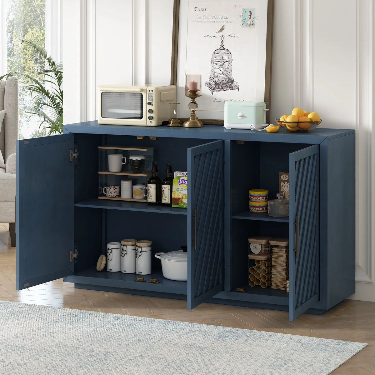 Antique Blue 3 Door Sideboard Cabinet A9953
