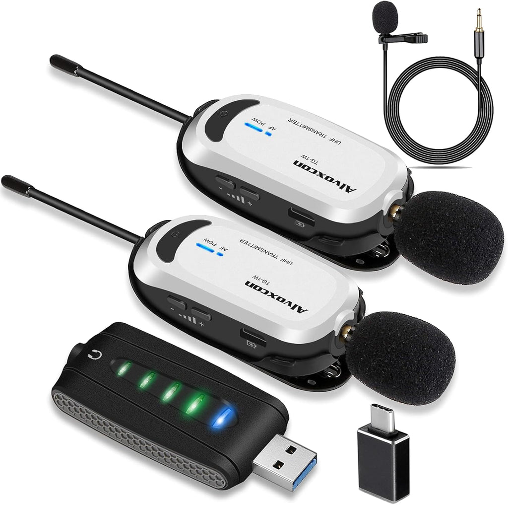 Wireless USB Dual Lavalier Microphone System with Monitor Jack P3132