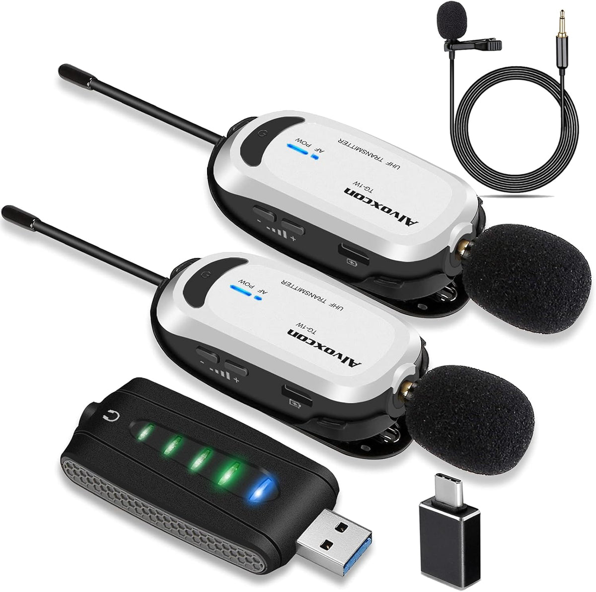 Wireless USB Dual Lavalier Microphone System with Monitor Jack P3132