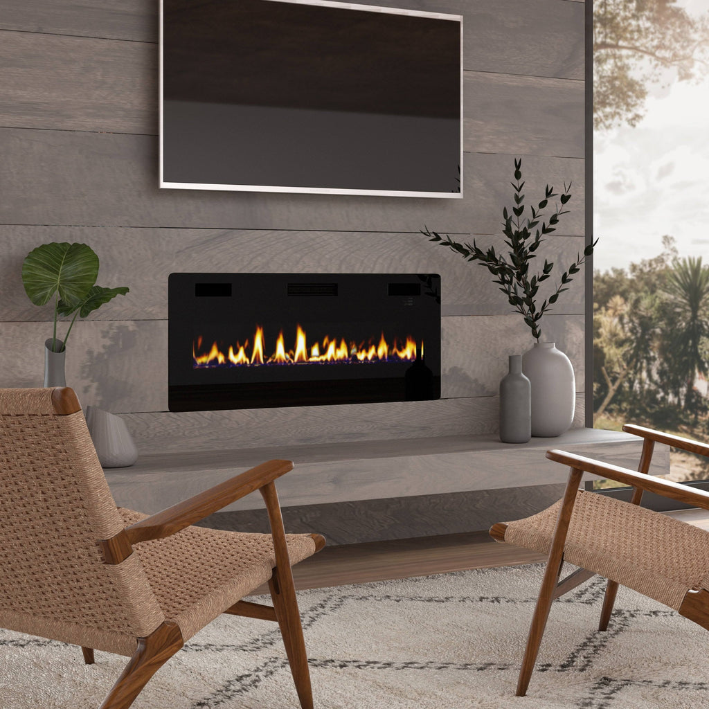 42-Inch Wall-Mounted Electric Fireplace Insert, Black Y3421