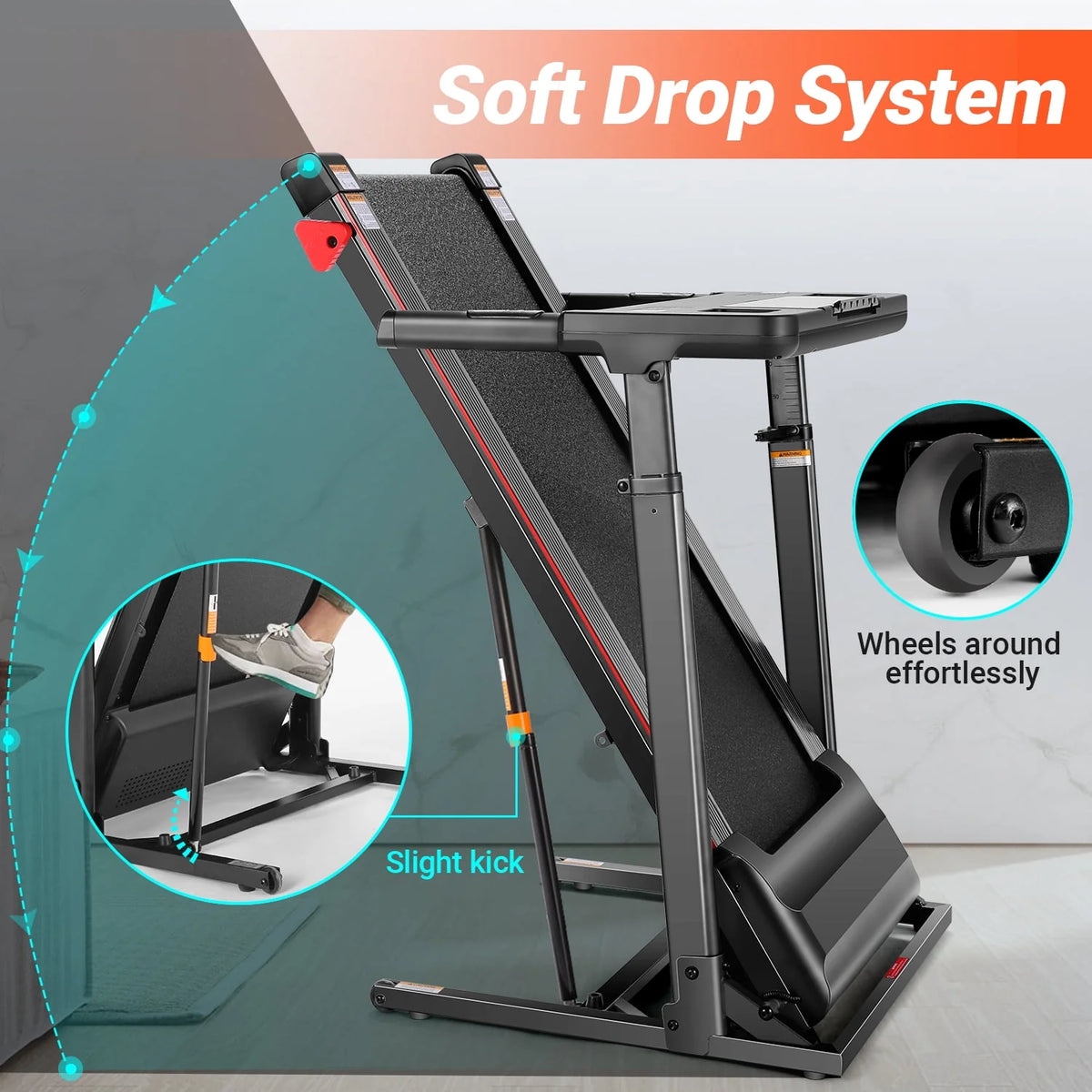Incline Treadmill with Desk Workstation, 7.5MPH Portable Walking Pad, Black Y901