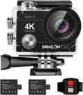 4K Action Camera 16MP Ultra HD Waterproof 170° Wide Angle 4X Zoom Sports Camcorder with Remote Control 2 Batteries Helmet Accessories Pack of 2 G3511