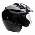 Open Face Helmet DOT Flip Up Shield Gloss Black Medium V7480