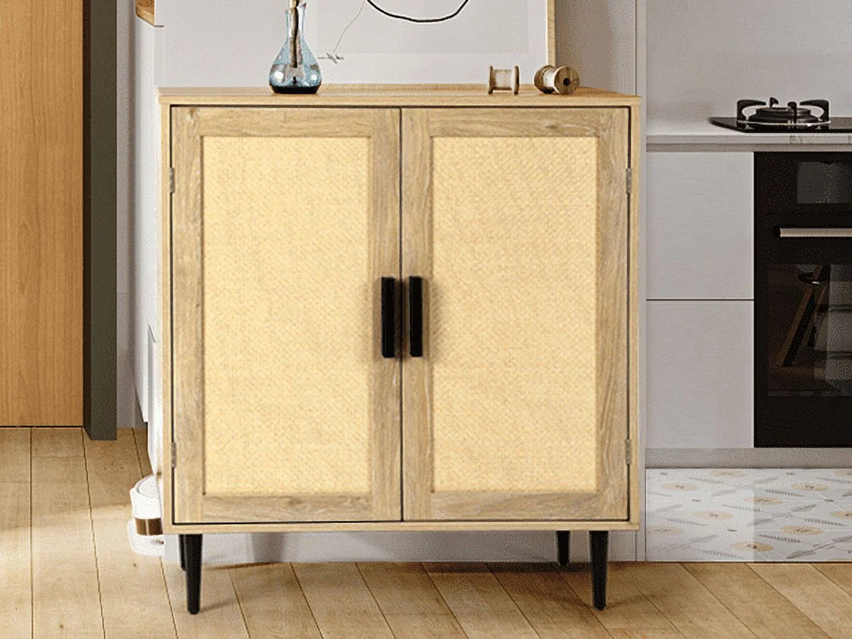 34.4'' Tall Sideboard Buffet Cabinet with Rattan Doors J272749