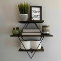 3-tier Metal Wood Floating Shelves V749