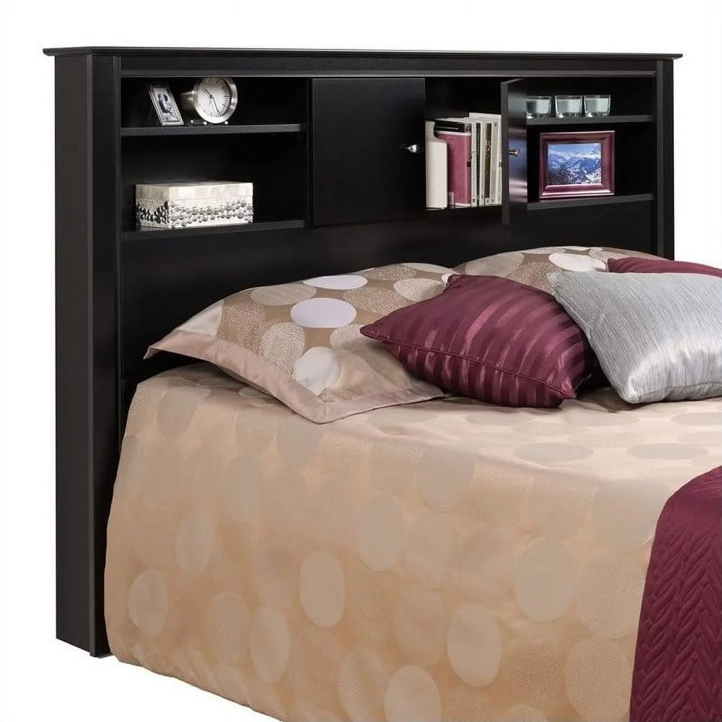 Black Wood Full / Queen Bookcase Headboard H10797