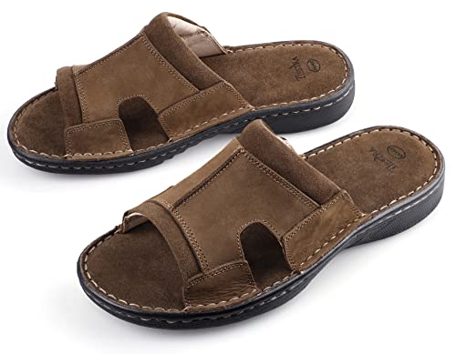 Men's Memory Foam Leather Slide Sandals D470