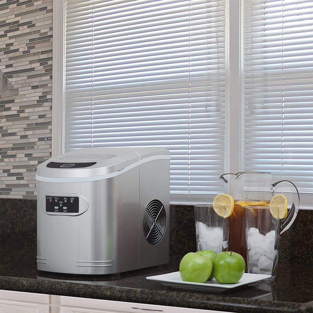 Compact Ice Maker, 27-Pound, Metallic Silver J498196