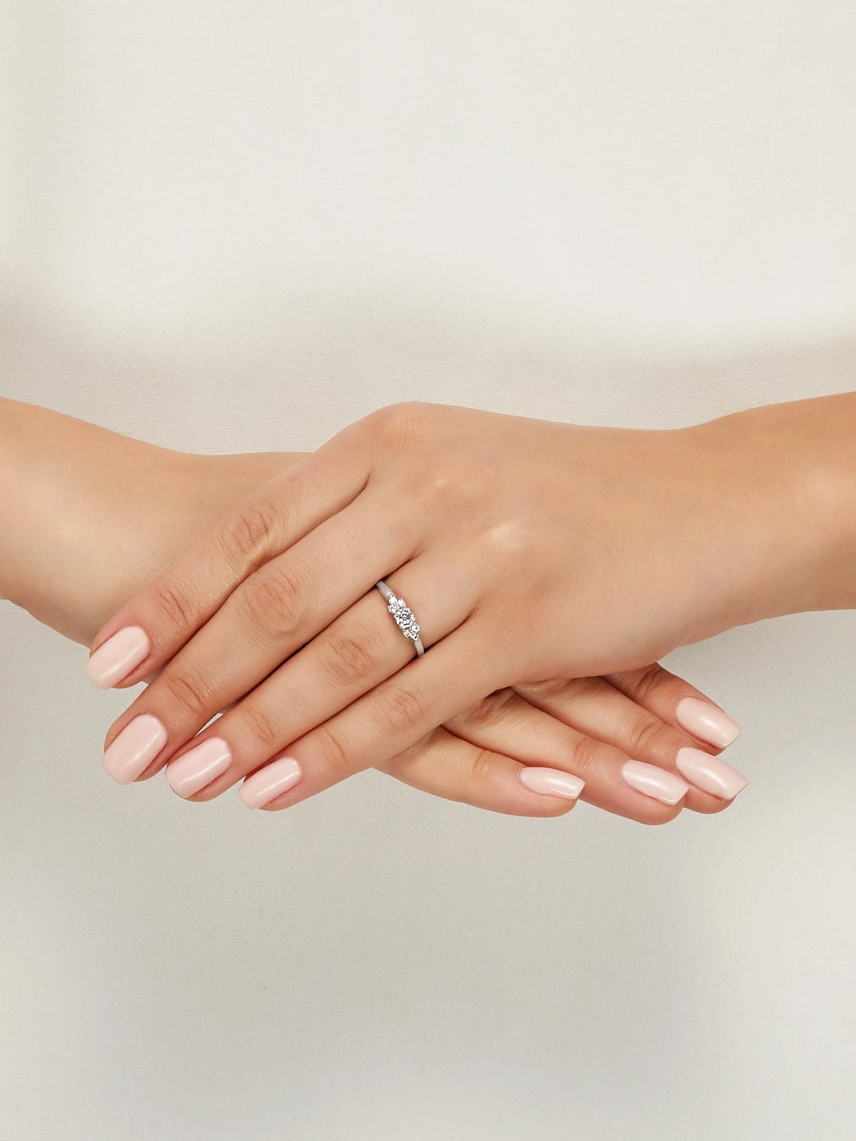Cubic Zirconia Engagement Ring in 10K White Gold R7107