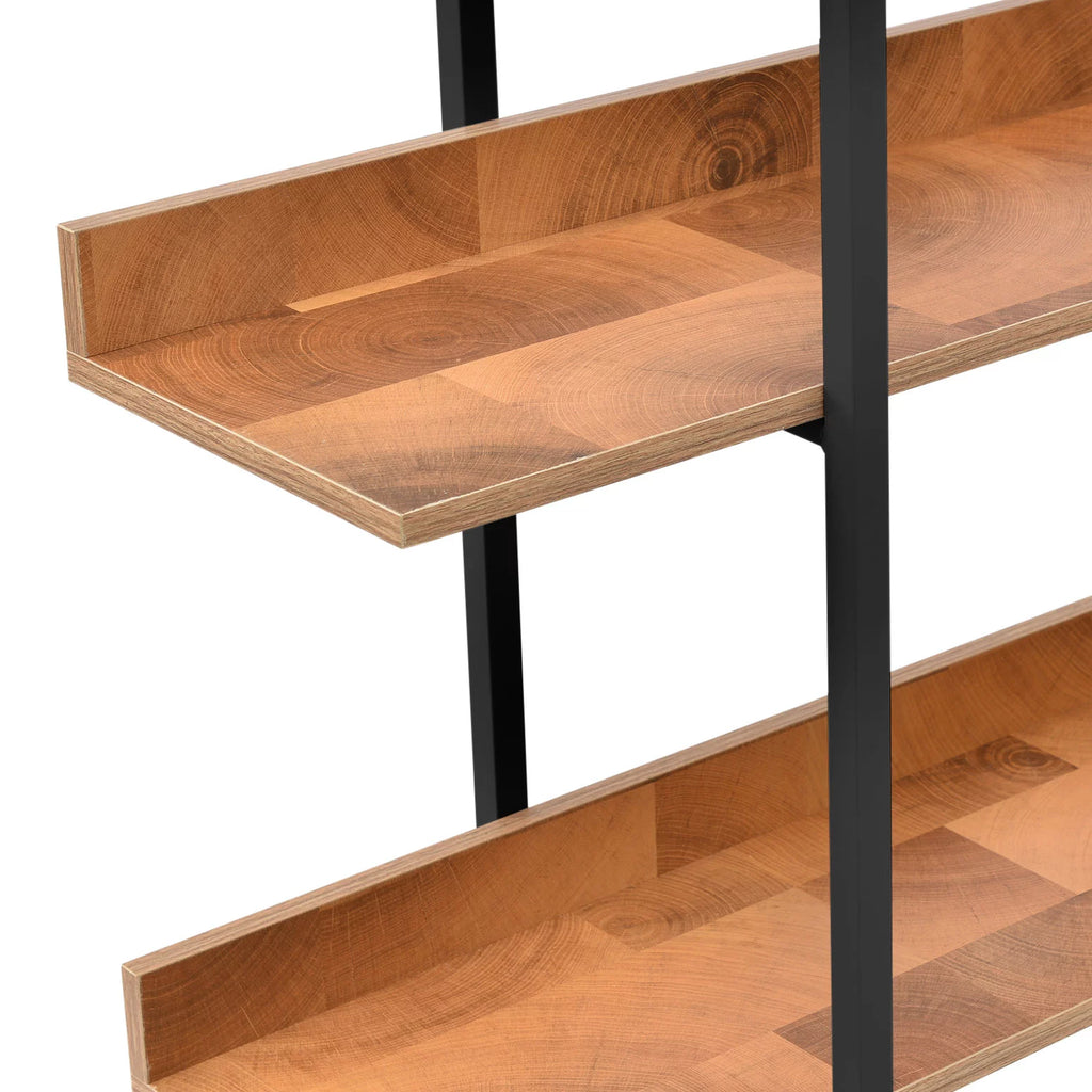 5-tier Wooden Open Bookshelf with Black Metal Frame Y76670