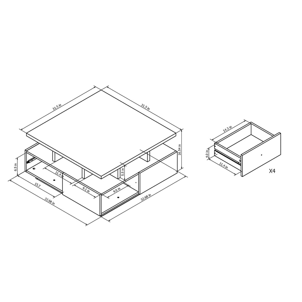 Espresso Storage Coffee Table A5104