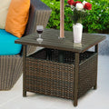 Brown Rattan Wicker Steel Side Table M5740