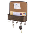 Metal Wall Mount Corkboard Key and Mail Rack 5-Hook Organizer Z3761