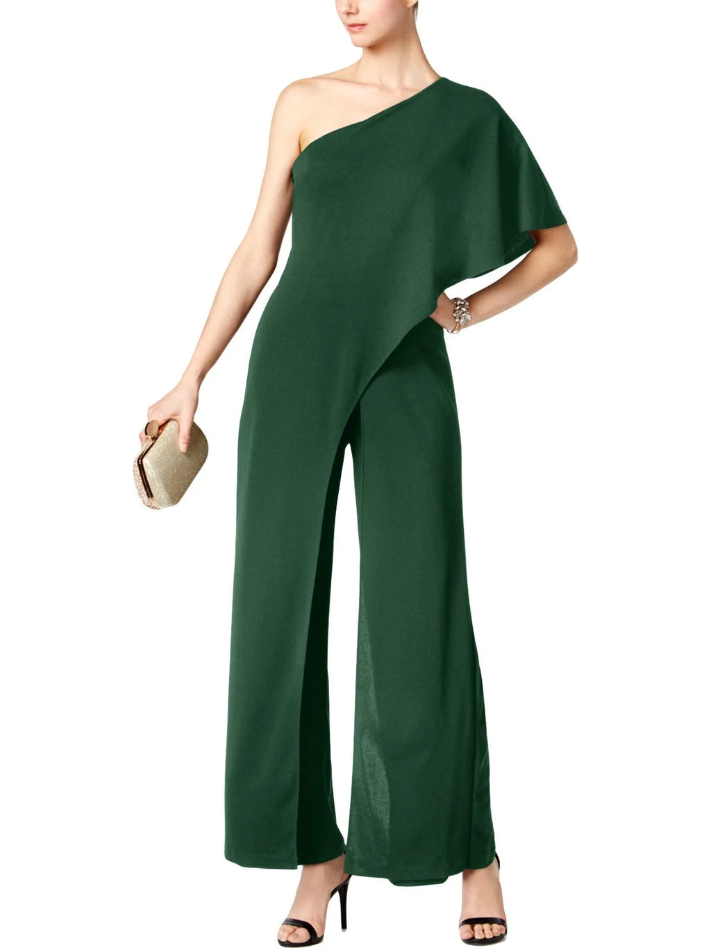 One Shoulder Cape Sleeve Jumpsuit I422