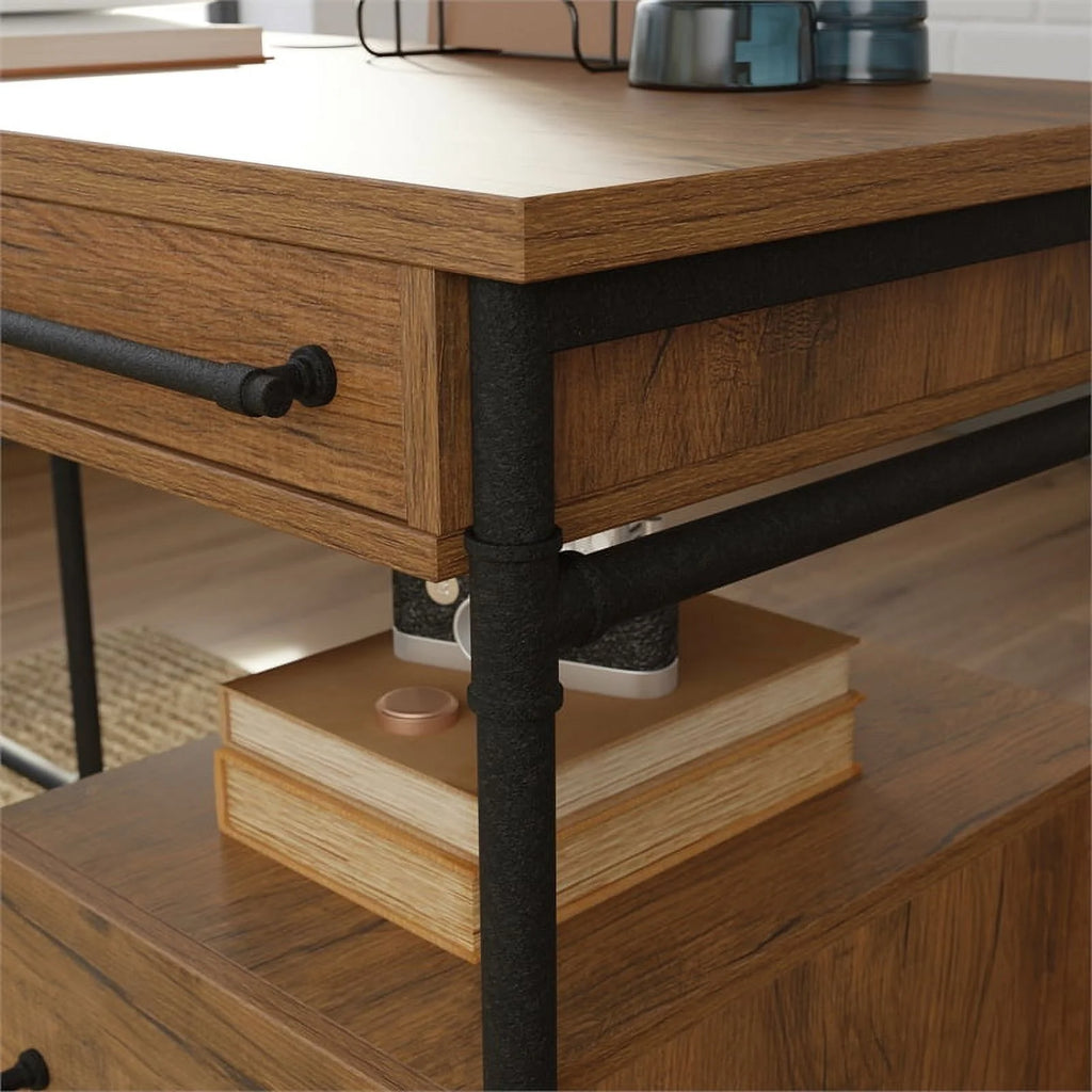 Contemporary Engineered Wood L-Desk Y388