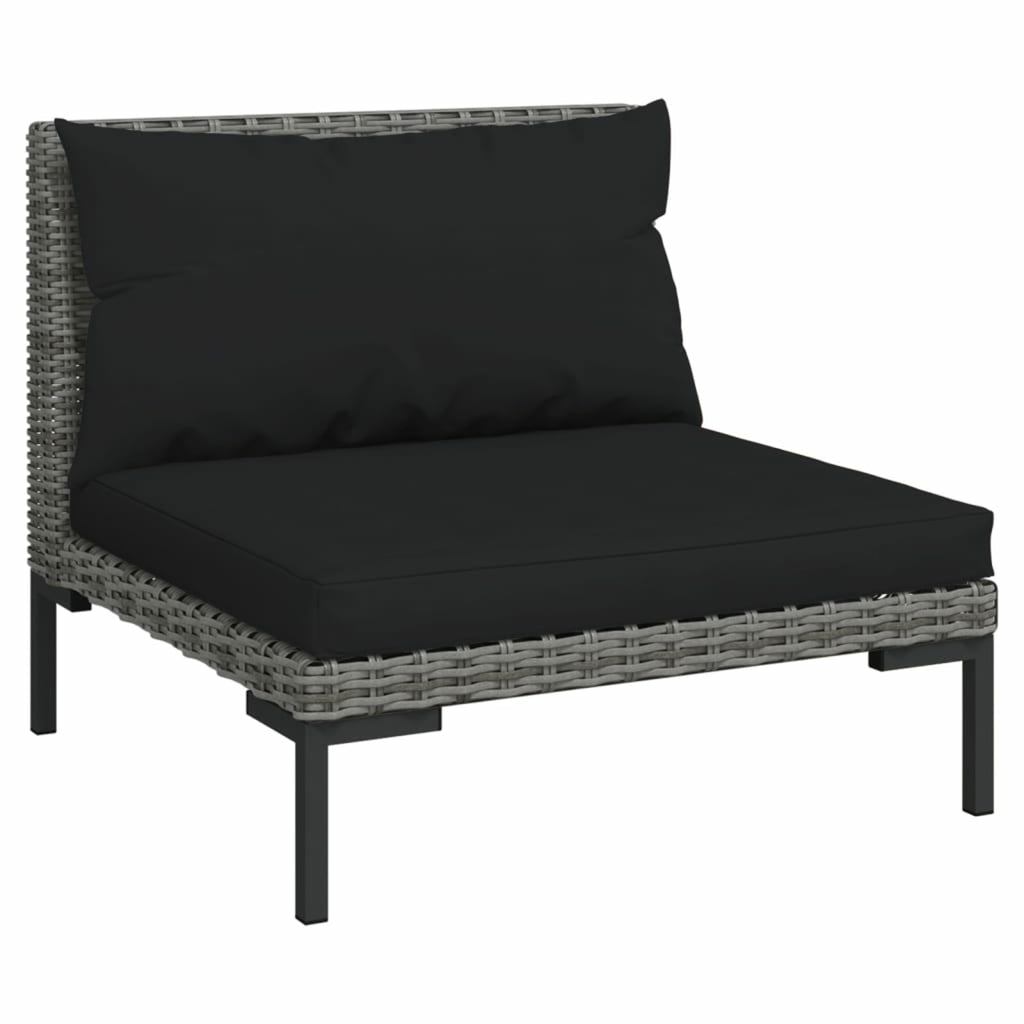 10 Piece Patio Set with Cushions Poly Rattan Dark Gray P741949