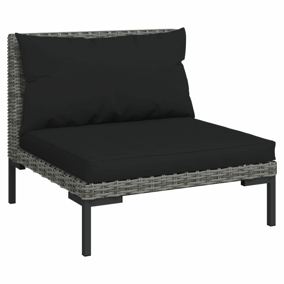10 Piece Patio Set with Cushions Poly Rattan Dark Gray P741949