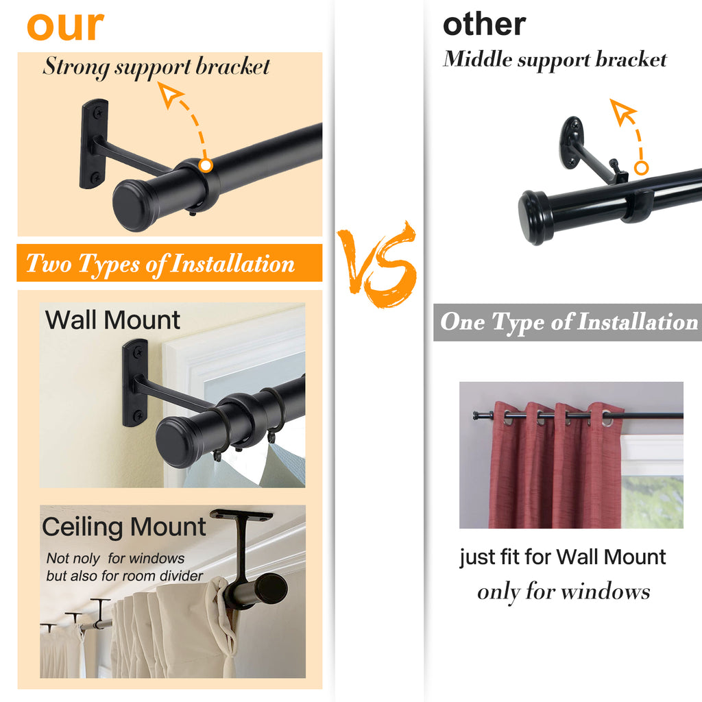 Black Adjustable Industrial Curtain Rod Z168