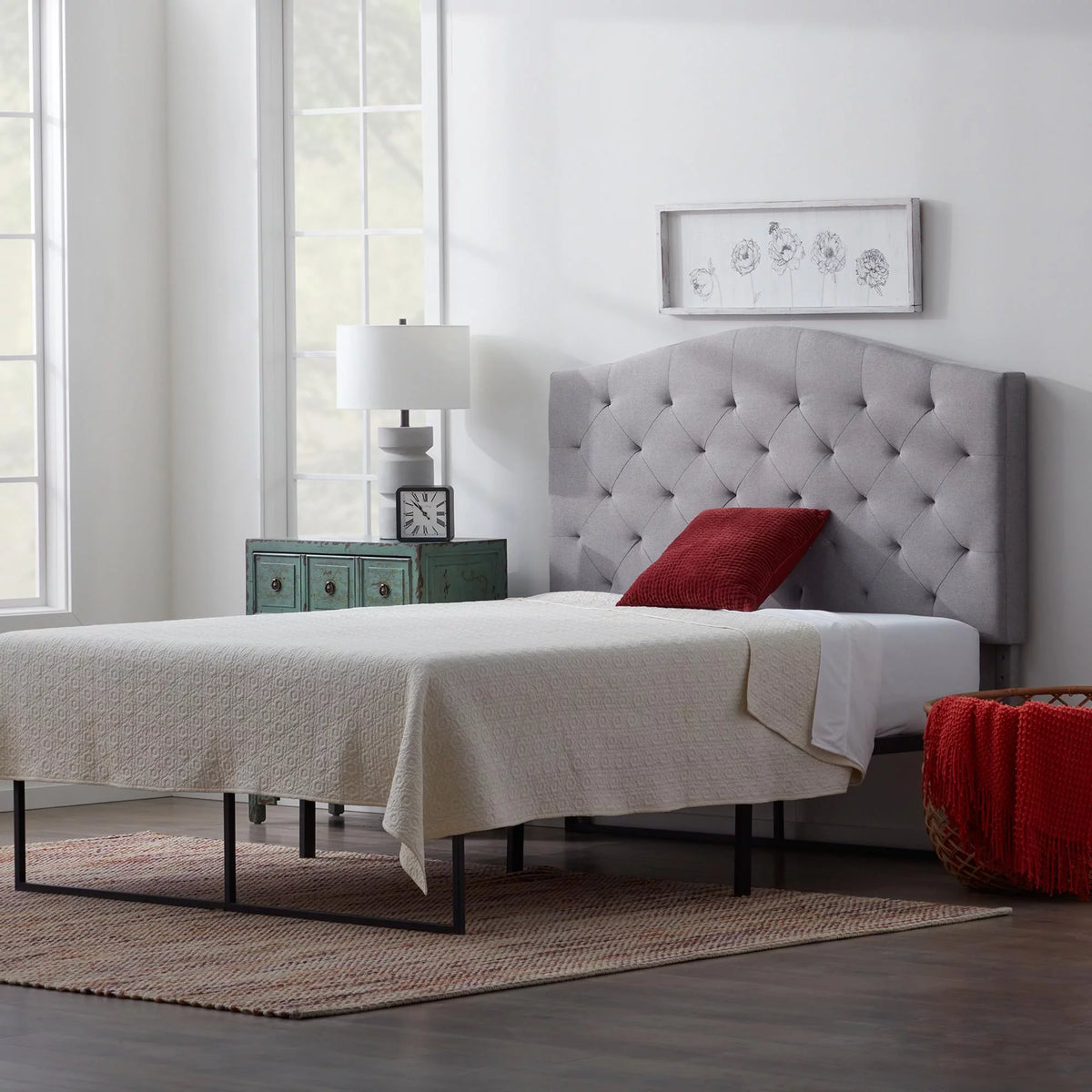 Queen Gray Upholstered Headboard S89131