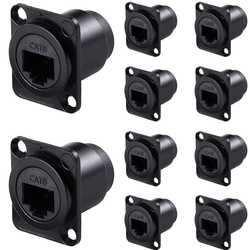 10 Pack Shielded RJ45 Panel Mount Ethernet Connector S829579