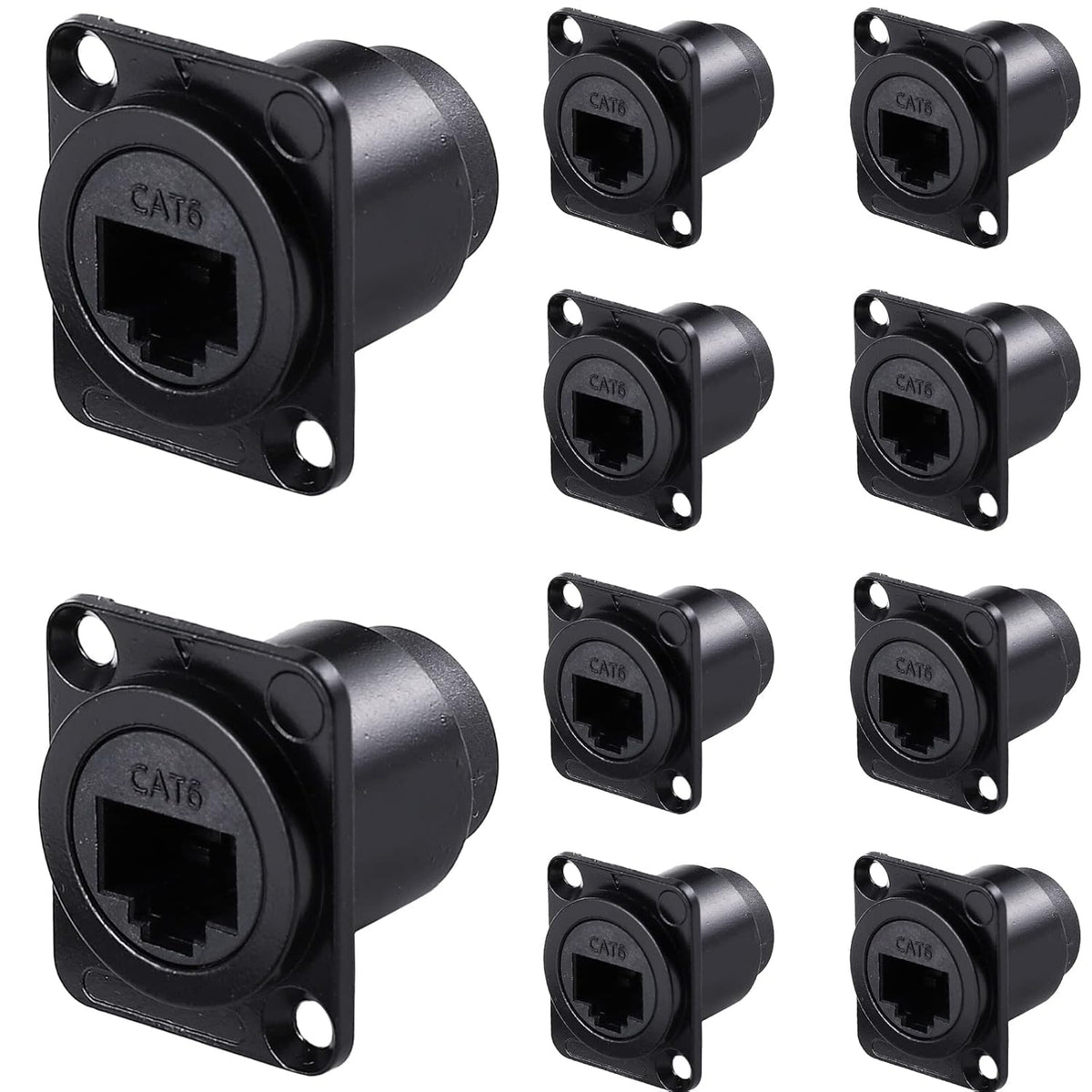10 Pack Shielded RJ45 Panel Mount Ethernet Connector S829579
