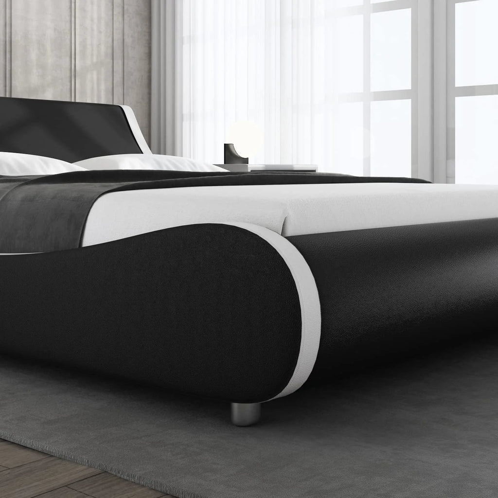 Queen Size Platform Bed Frame with Adjustable Headboard U625782